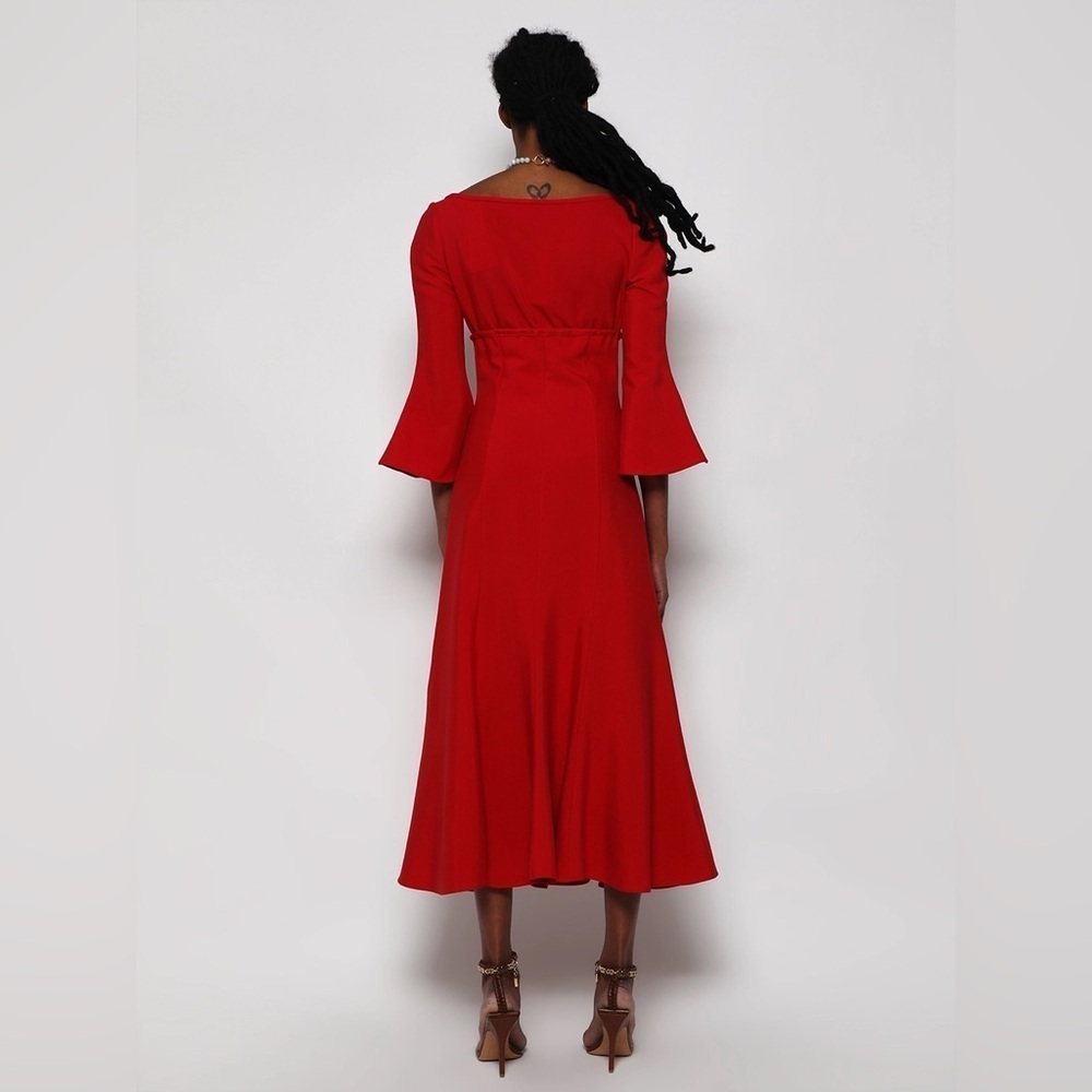 ROSIE ASSOULIN Nautical By Nature Red Bell Sleeve Red Fest Dress Size 6 NWT - Picture 6 of 13